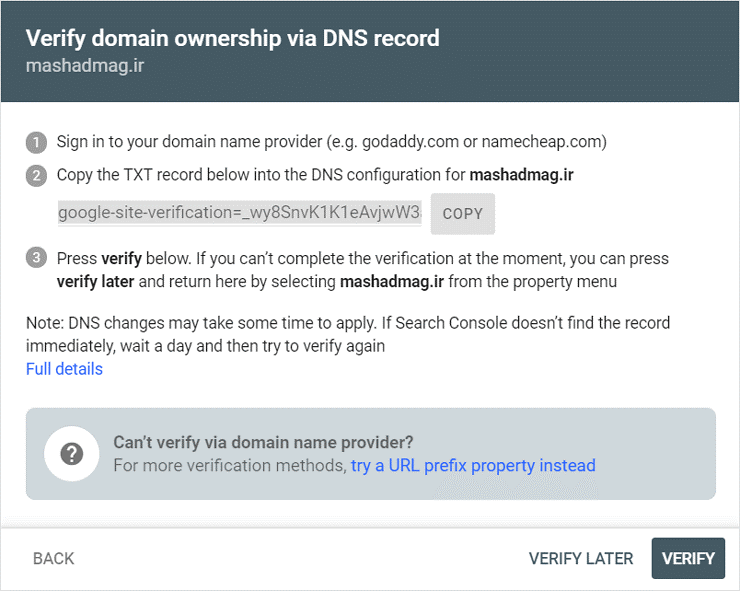 دریافت DNS Record